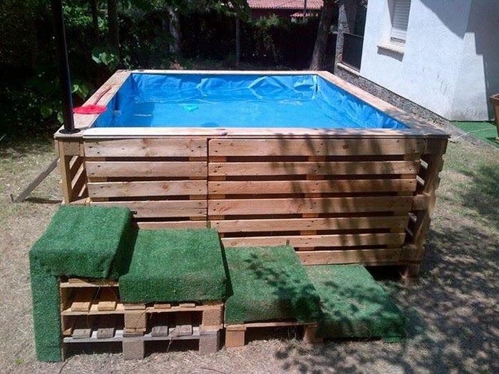 Как сделать бассейн на даче из деревянных поддонов